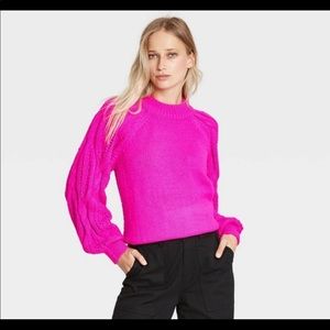 NWT who what wear fuchsia knit sweater